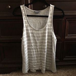 Vince Grey and white striped tank top